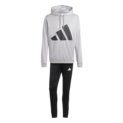 adidas Herren SPORTSWEAR BIG LOGO FRENCH TERRY HOODED TRACKSUIT Jogginganzug, medium grey heather, von adidas