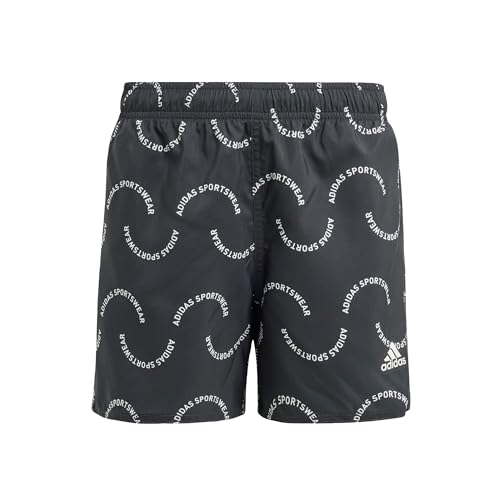 adidas Boy's Sportswear Wave Print CLX Swim Shorts Kids Badeanzug, Black/Off White, 5-6 Years von adidas