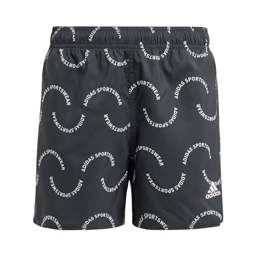 adidas Boy's Sportswear Wave Print CLX Swim Shorts Kids Badeanzug, Black/Off White, 13-14 Years von adidas