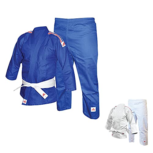 adidas Judo Gi Blau 250g 171 Kinder Uniform Weiß 250 g GB Streifen Anzug 110 120 130 140 150 160 von adidas