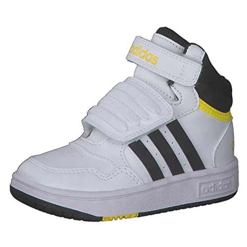 adidas Jungen Hops Mid 3.0 Ac I Sneaker, Ftwr White Core Black Beam Yellow, 24 EU, GZ1933 von adidas