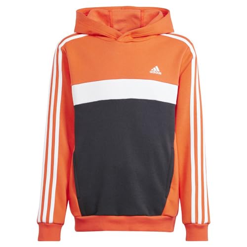 adidas Junior Tiberio 3-Stripes Colorblock Hoodie, Unisex-Kinder Kapuzensweat, bright red/white/black, IW7953 von adidas