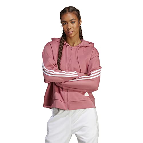 adidas Kapuzen-Sweatshirt mit Reißverschluss, Damen 3-Stripes Future Icons, Rose von adidas