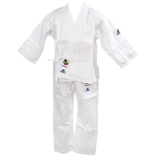 adidas Karateanzug K200E Kids Kinder Judo Anzug (inkl. Gürtel), Weiß, 100/110 von adidas