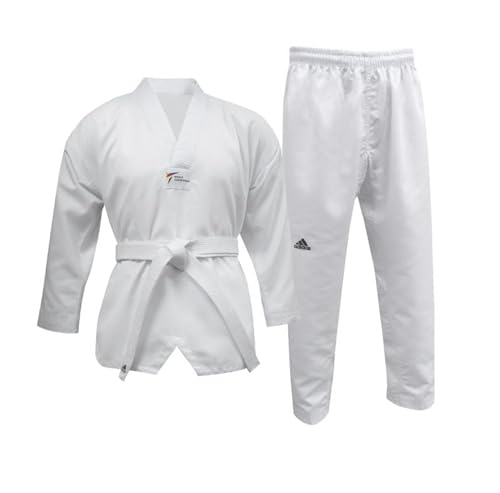 adidas Kinder/Erwachsene WT Taekwondo Student Dobok ohne Streifen Kampfsport WTF Kinder Uniform 150 cm weiß von adidas