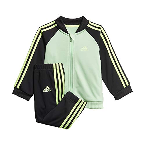 adidas Kinder 3-Streifen Trainingsanzug, Glomin/Black/Siggnr, 104 von adidas