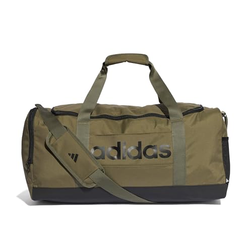 adidas Unisex Essentials Linear Duffel Bag, Olive strata/Black, M adidas Unisex Essentials Linear Duffel Bag, Olive strata/Black, M von adidas