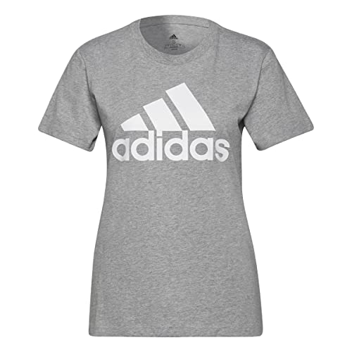 adidas Damen Essentials Logo Tee, Medium Grey Heather/White, XS adidas Damen Essentials Logo Tee, Medium Grey Heather/White, XS von adidas