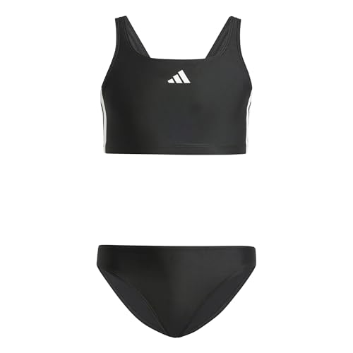 adidas Mädchen 3-Stripes V-Back Bikini, Black/White, 9-10 Years von adidas