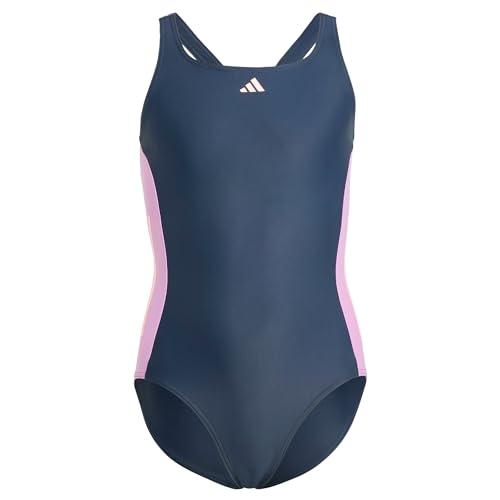 adidas Mädchen ' Cut 3 Stripes Swimsuit Badeanzug, Aurora Ink/preloved Purple/pink Spark, von adidas