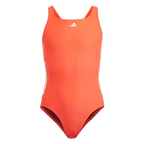 adidas Mädchen Cut 3-Stripes Swimsuit Badeanzug, Bright Red/White, 7-8 Years von adidas