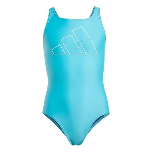 adidas Mädchen Performance Big Bars Swimsuit Badeanzug, Lucid Cyan/White, von adidas