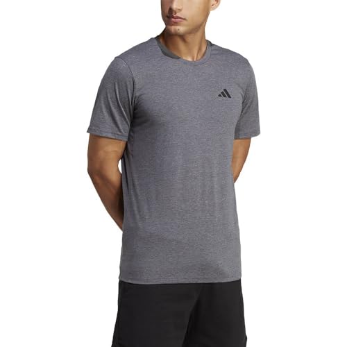 adidas Herren Train Essentials Feelready Training Tee, Dark Grey Heather/White/Black, L von adidas