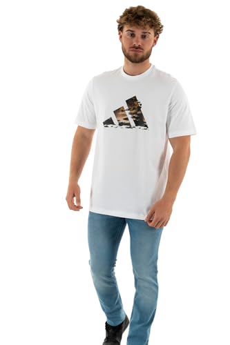 adidas Men's Blue Summer Logo Graphic Tee T-Shirt, White, XXL von adidas