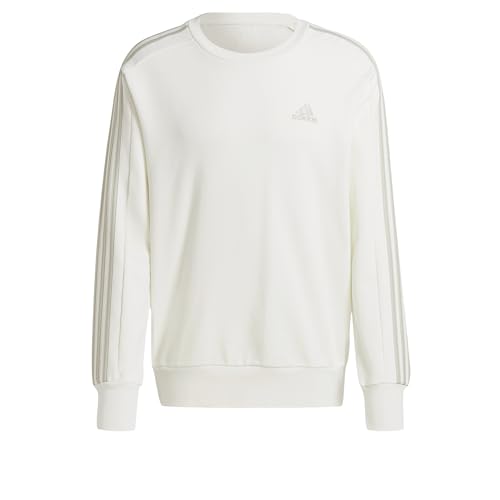 adidas Herren Essentials French Terry 3-Stripes Sweatshirt, Off White, XL adidas Herren Essentials French Terry 3-Stripes Sweatshirt, Off White, XL von adidas