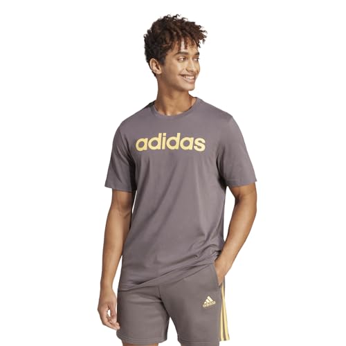 adidas Men's Essentials Single Jersey Linear Embroidered Logo Tee T-Shirt, Charcoal, 3XL von adidas