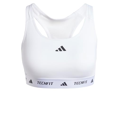 adidas Powerreact Training Medum Support Techfit Bra, Damen Trainings-BH mit mittlerem Halt, Weiß, von adidas