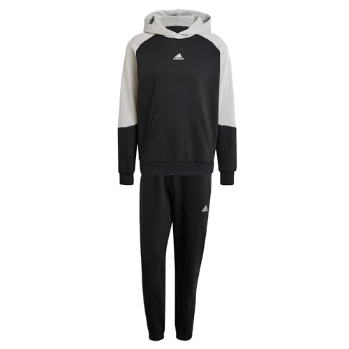 adidas SPORTSWEAR 300G FLEECE COLORBLOCK TRACKSUIT, Herren Trainingsanzug, black/mgh solid grey, von adidas