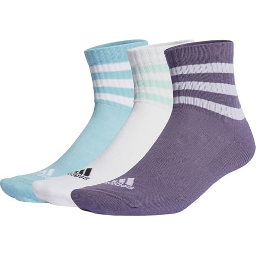 adidas Unisex 3-Stripes Cushioned Sportswear Mid-Cut Socks 3 Pairs, shadow violet/light aqua/white/semi flash aqua, 48-51 adidas Unisex 3-Stripes Cushioned Sportswear Mid-Cut Socks 3 Pairs, shadow violet/light aqua/white/semi flash aqua, 48-51 von adidas