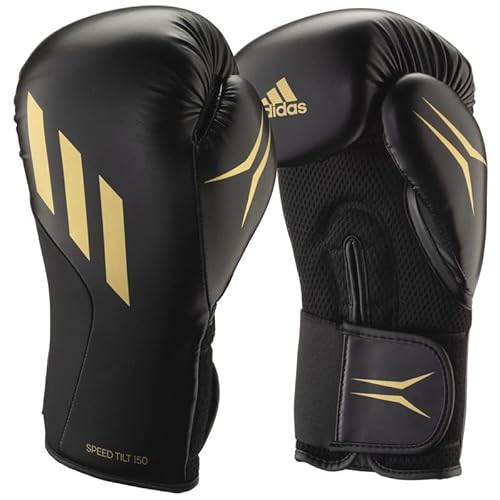 adidas Speed TILT 150 - with New Tilt Technology - for Men, Women, Unisex - for Boxing, Punching Bag, Kickboxing, MMA, and Training (Black/Matt Black/Gold, 14 oz) von adidas