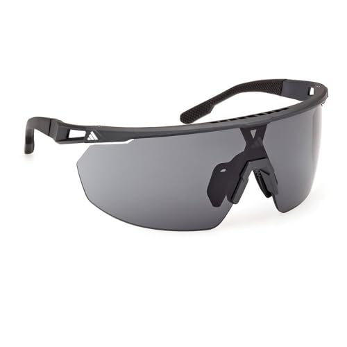 adidas Sport SP0095 Sonnenbrille Herren und Damen, Unisex Sportliche Dünne und Leichte Sonnenbrille, Bildschirm Linsenform, Inklusive Etui, Rauch Linsen, Matt Schwarz von adidas