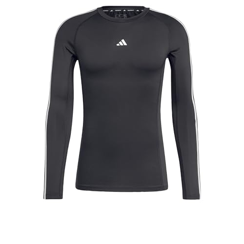 adidas Techfit Training 3-Stripes Longsleeve, Herren Langarm-T-Shirt, Schwarz, IN5586 von adidas