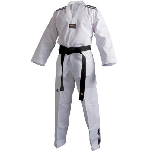 adidas Taekwondoanzug, Adi Club 3 Stripes, weißes Revers T/200 cm adidas Taekwondoanzug, Adi Club 3 Stripes, weißes Revers T/200 cm von adidas