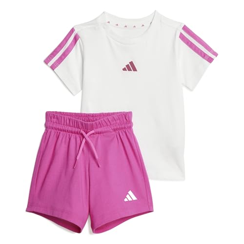 adidas Unisex Baby ESSENTIALS T-SHIRT SET Jogginganzug, white/semi lucid fuchsia, von adidas