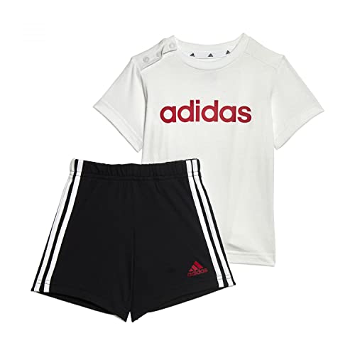 adidas Unisex Baby Youth/Baby Jogger I Lin Co T Set, Top:White/Better Scarlet Bottom:Black, HR5890, 68 adidas Unisex Baby Youth/Baby Jogger I Lin Co T Set, Top:White/Better Scarlet Bottom:Black, HR5890, 68 von adidas