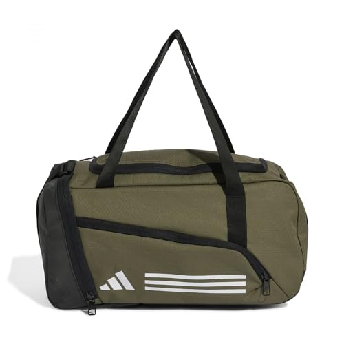 adidas Unisex Essentials 3-Stripes Duffel Bag, Olive strata/White, XS von adidas