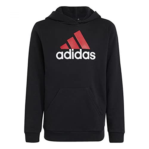 adidas Unisex Kinder Hooded Sweat U Bl 2 Hoodie, Black/Better Scarlet/White, HR6370, 176 von adidas