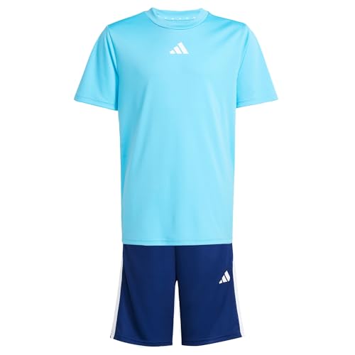 adidas Unisex Kinder TRAIN ESSENTIALS 3-STRIPES T-SHIRT SET, bright cyan/white, 7-8 Years adidas Unisex Kinder TRAIN ESSENTIALS 3-STRIPES T-SHIRT SET, bright cyan/white, 7-8 Years von adidas