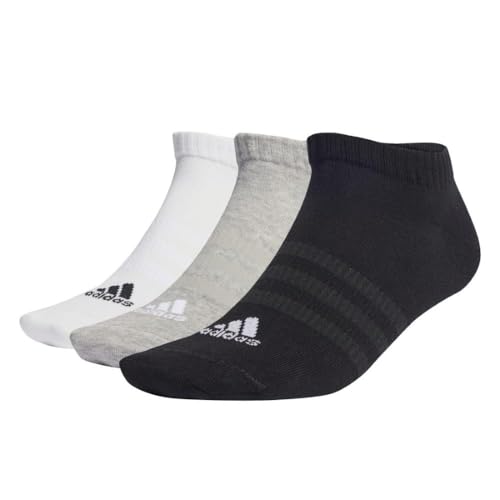 adidas Unisex Thin and Light Sportswear 3 Pairs Knöchelsocken, Medium Grey Heather/White/Black, XXL von adidas