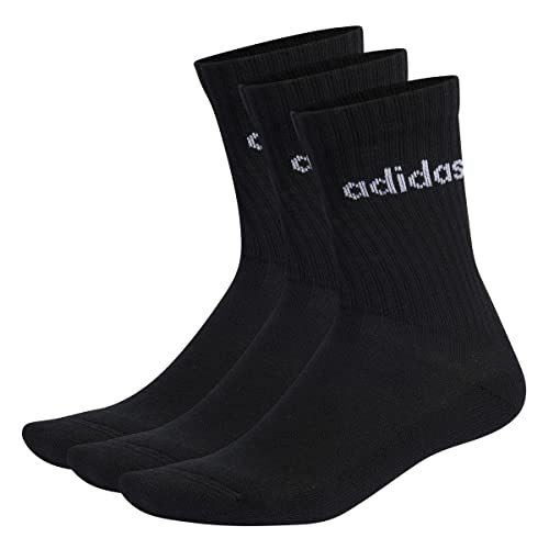 adidas Unisex Linear Crew Cushioned Socks 3 Pairs, Black / White, 37-40 adidas Unisex Linear Crew Cushioned Socks 3 Pairs, Black / White, 37-40 von adidas