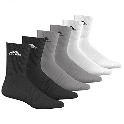 adidas Unisex Socken 3-Streifen Crew, 6er-Pack, black/mgreyh/white, Gr. 43-46, AA2296 adidas Unisex Socken 3-Streifen Crew, 6er-Pack, black/mgreyh/white, Gr. 43-46, AA2296 von adidas