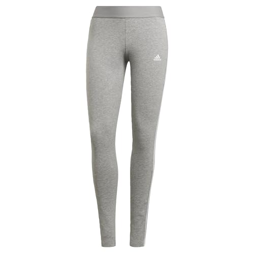 adidas Damen 3 Stripes Leggings , Medium Grey Heather / White, S von adidas