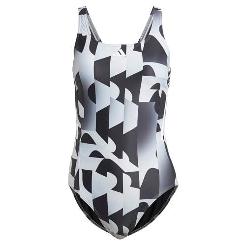 adidas Women's 3-Stripes Graphic Swimsuit Badeanzug, Black, 32 von adidas