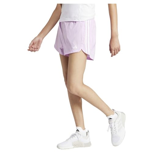 adidas Women's Pacer Training 3-Stripes Woven High-Rise Shorts Lässige, bliss lilac/white, S 5 inch von adidas