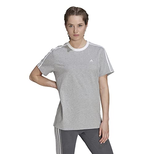 adidas Womens T-Shirt (Short Sleeve) W 3S Bf T, Medium Grey Heather/White, HC0106, L von adidas