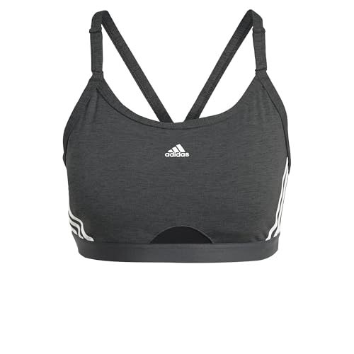 Adidas Womens Workout Bra - Light Support Aeroreact Training Light-Support 3-Stripes Bra, Dark Grey Heather/White, HC7870, SAC von adidas