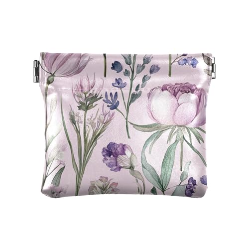 Münzgeldbörsen aus Leder, für Damen und Herren, einzigartige persönliche Gegenstände, Organizer für Mädchen, Damen, Handtasche, Blume, lila, grün, Dekoration von aidingzhi