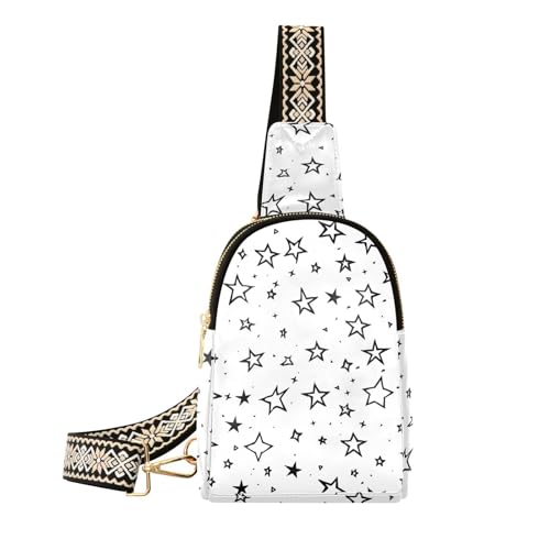 Trendige schwarze und weiße minimalistische Sternen-Gürteltasche, modische Umhängetasche, Bauchtasche für Tagesrucksack, Schwarz-weiße minimalistische Sterne Trendige schwarze und weiße minimalistische Sternen-Gürteltasche, modische Umhängetasche, Bauchtasche für Tagesrucksack, Schwarz-weiße minimalistische Sterne von aidingzhi