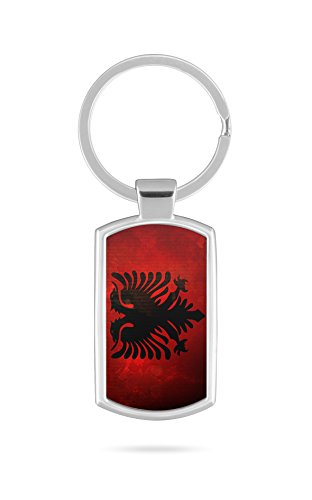Schlüsselanhänger mit Gravur Wunschtext Name Albanien Fahne 2 von aina