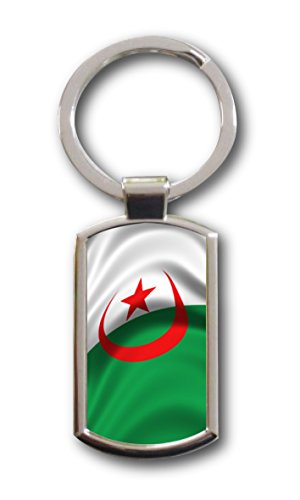 Schlüsselanhänger mit Gravur Wunschtext Name Algerien Fahne von aina