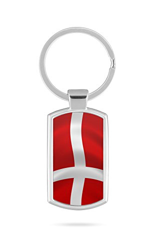 Schlüsselanhänger mit Gravur Wunschtext Name Dänemark Fahne von aina
