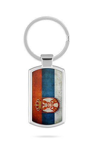 Schlüsselanhänger mit Gravur Wunschtext Name Serbien Fahne 3 von aina