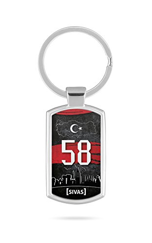 Schlüsselanhänger mit Gravur Wunschtext Name Türkei Sivas 58 Türkiye Plaka V2 von aina