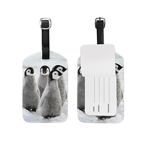 ALAZA Niedliche Penguins-Gepäckanhänger PU-Leder Tasche Koffer-Gepäck-Aufkleber von alaza