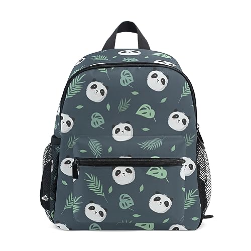 Junge Mädchen Kinderrucksack Kindergarten, Süße Panda-Pflanzenblätter Lässig Mini Backpack Büchertasche mit Brustgurt von alaza