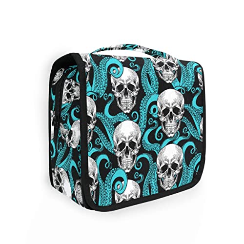 Kulturbeutel zum Aufhängen für Damen, Reisen, Totenkopf-Design, tragbare Reisetasche, Kulturbeutel, Make-up-Tasche, Kosmetiktasche, Totenköpfe 249, Einheitsgröße Kulturbeutel zum Aufhängen für Damen, Reisen, Totenkopf-Design, tragbare Reisetasche, Kulturbeutel, Make-up-Tasche, Kosmetiktasche, Totenköpfe 249, Einheitsgröße von alaza
